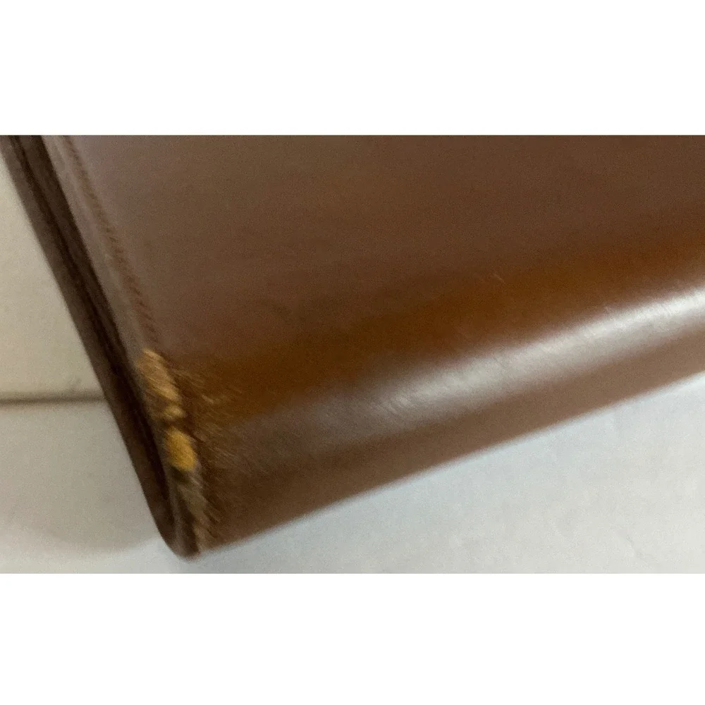 Vintage Leather Briefcase Slim Document Portfolio Brown Retractable Handle L 16